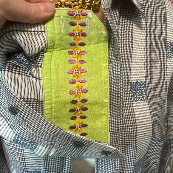 Robert Graham Stylish Grey and Black Men's Shirt Cotton M - Picture 5 of 9